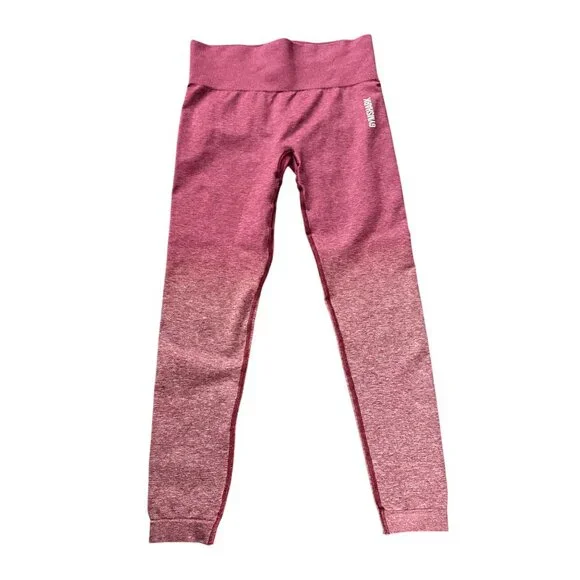 Gymshark Set Adapt Ombre Seamless Leggings & Long Sleeve Crop Top Burgundy Mediu - Picture 15 of 16